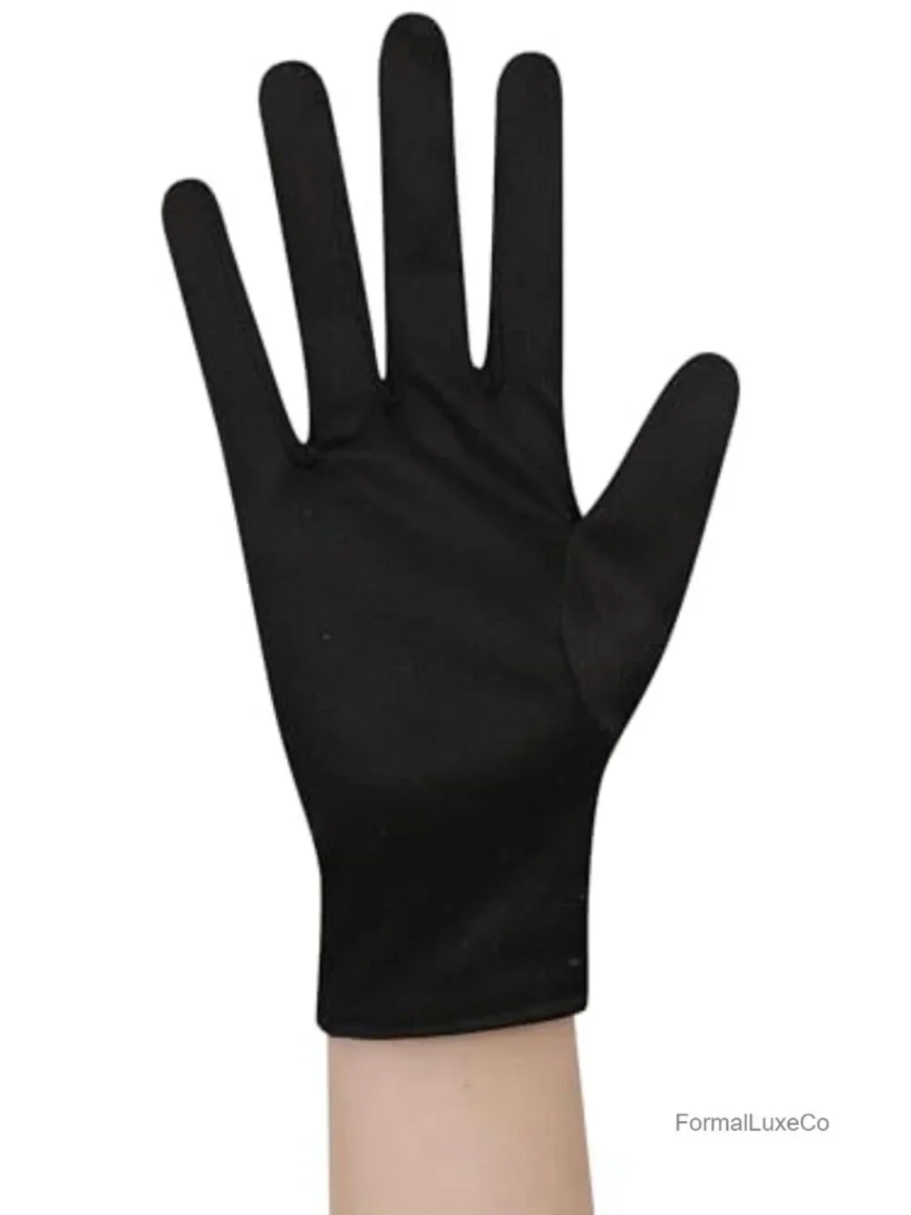 Women's Short Satin Gloves with Pearl Wrist, Tea Party, Wedding Bridal Gloves